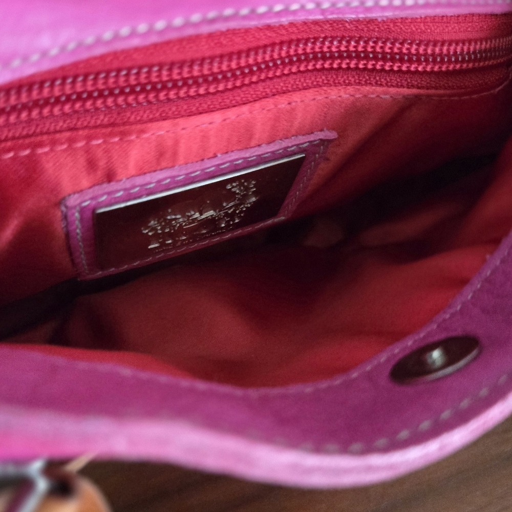 *Rare* Adorable Vintage Preppy Roots Pink/tan Leather Saddlebag - Picture 5 of 7